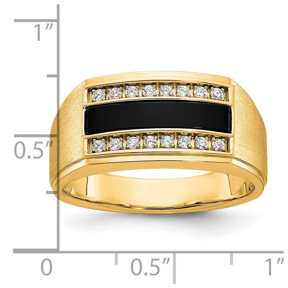 IBGoodman 10k Men's Polished and Satin Onyx and 1/6 Carat A Quality Diamond Ring