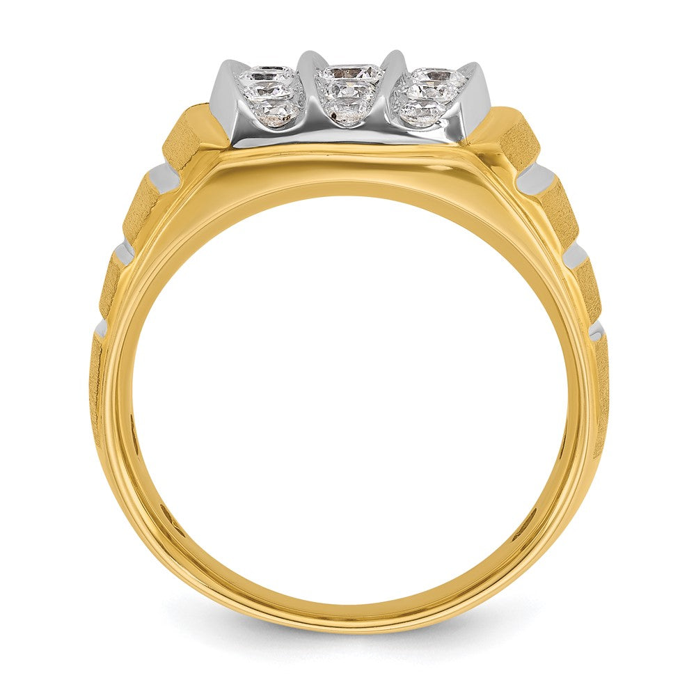 10k Two-tone IBGoodman Men's Polished Satin & Grooved Ring Mounting