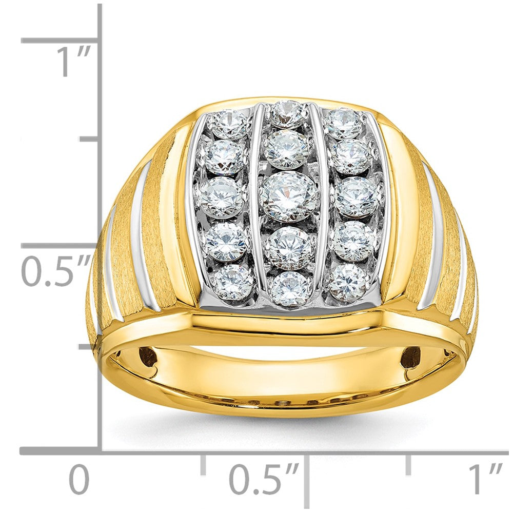 10k Two-tone IBGoodman Men's Polished Satin & Grooved Ring Mounting