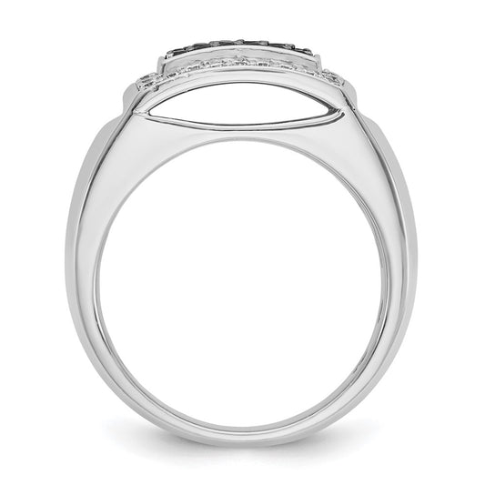 IBGoodman 14k White Gold 3/4 carat Lab Grown Diamond VS/SI+ G+ and Black Mined Diamond Complete Rectangle Cluster Men's Ring