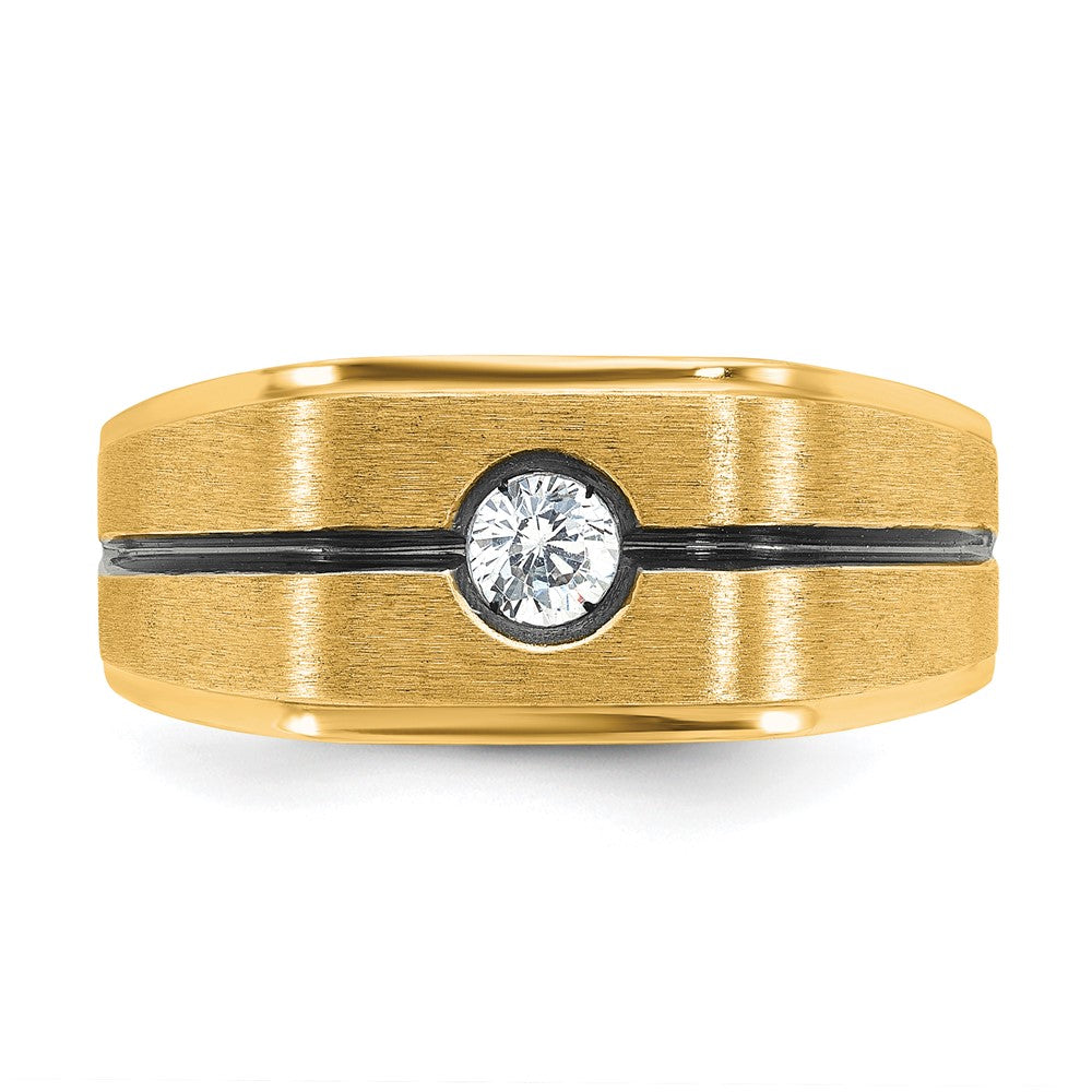 10k IBGoodman Men's w/Black Rhodium Satin Diamond Complete Ring
