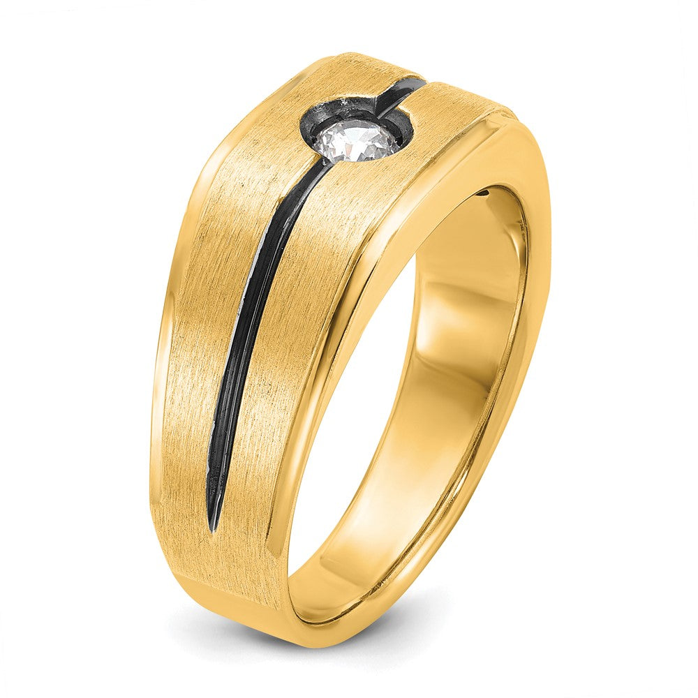 IB Goodman 10k Mens Polished and Satin Holds 3.7mm Round Stone Ring Mounting