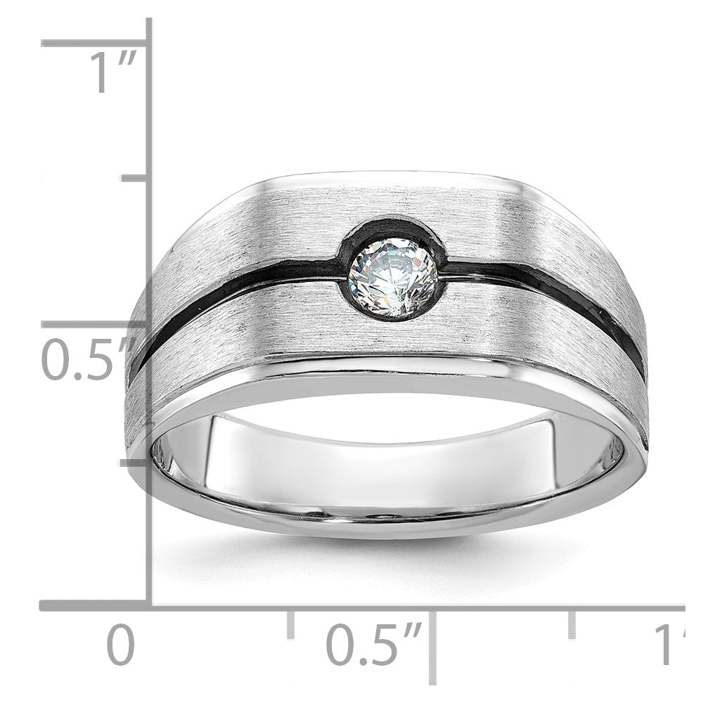 10k IBGoodman Men's w/Black Rhodium Satin Diamond Complete Ring