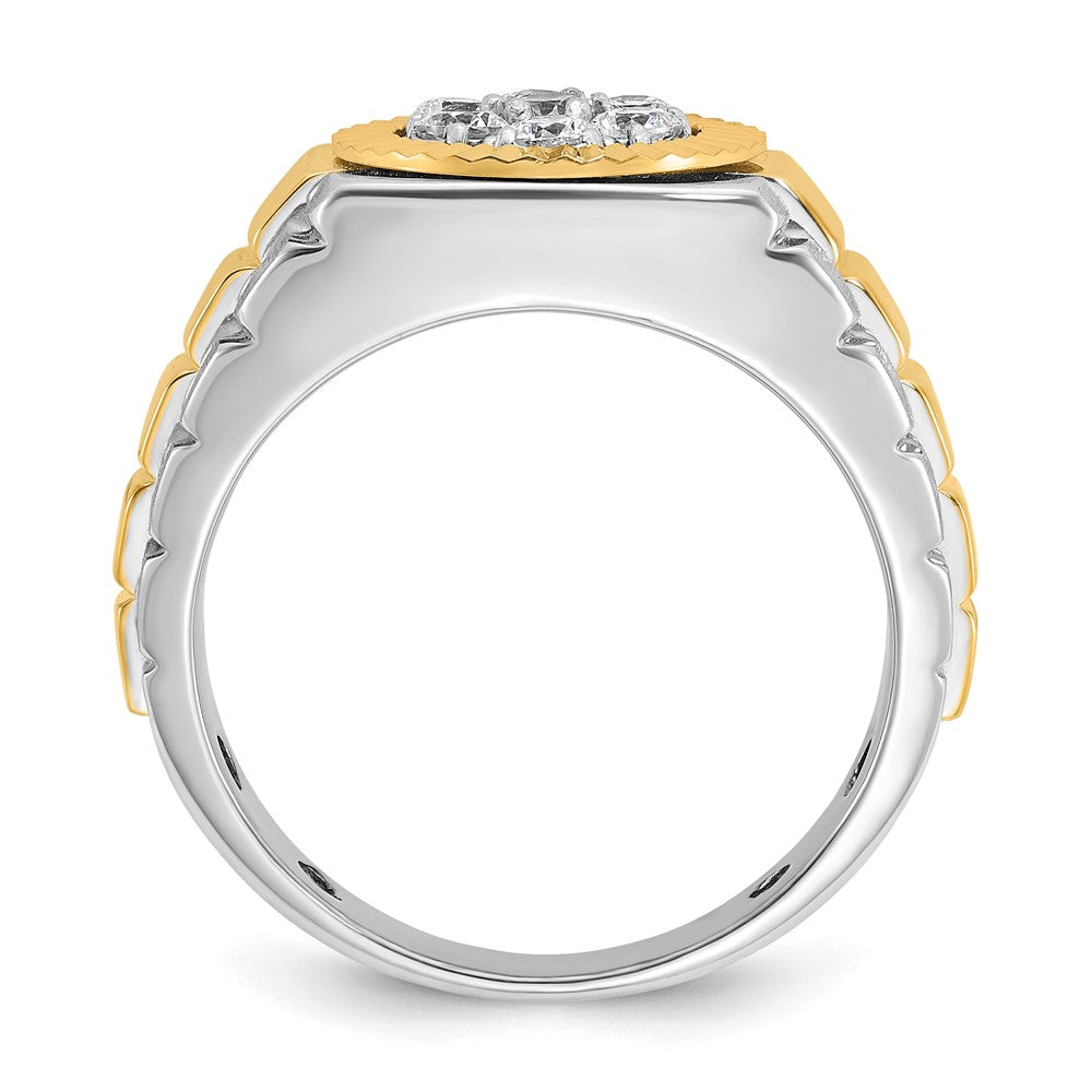 IBGoodman 14k Two-Tone 1/2 carat Lab Grown Diamond VS/SI+ G+ Complete Ribbed Men's Cluster Ring