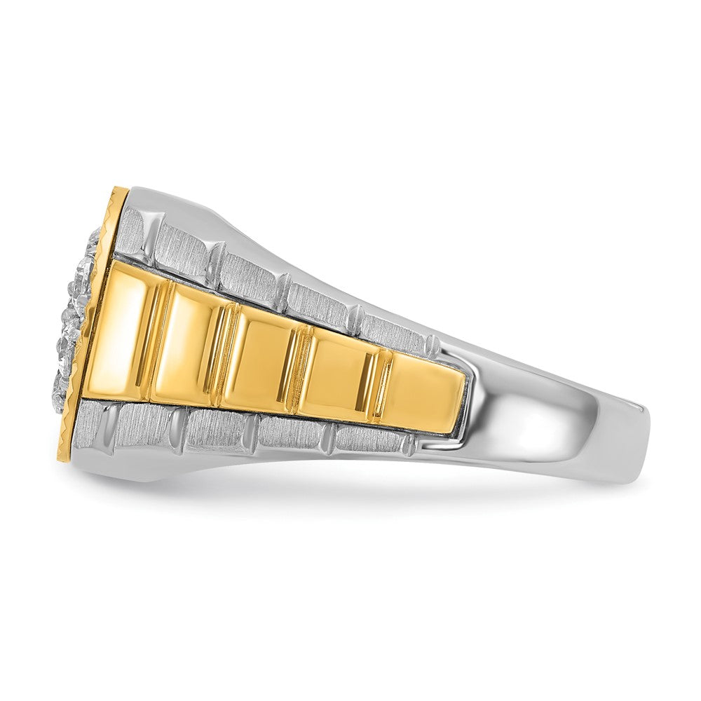 IBGoodman 14k Two-Tone 1/2 carat Lab Grown Diamond VS/SI+ G+ Complete Ribbed Men's Cluster Ring