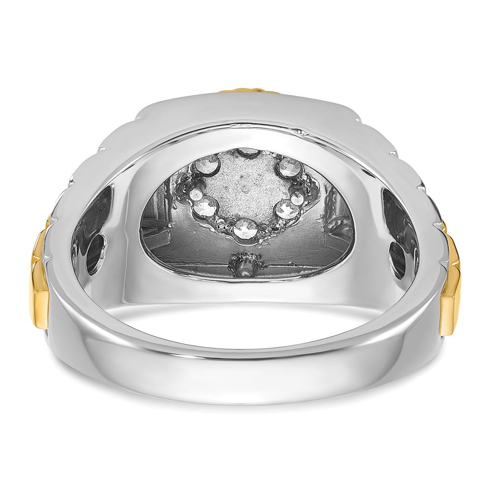 IBGoodman 14k Two-Tone 1/2 carat Lab Grown Diamond VS/SI+ G+ Complete Ribbed Men's Cluster Ring