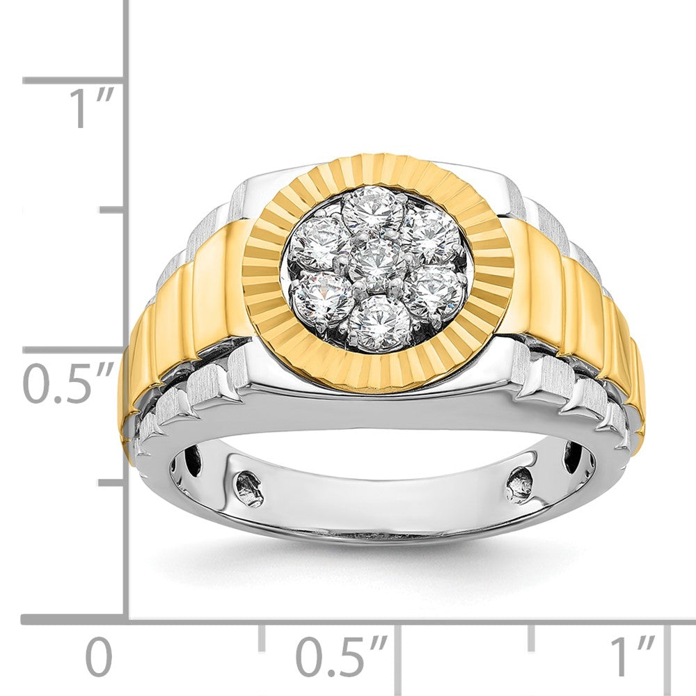 IBGoodman 14k Two-Tone 1/2 carat Lab Grown Diamond VS/SI+ G+ Complete Ribbed Men's Cluster Ring