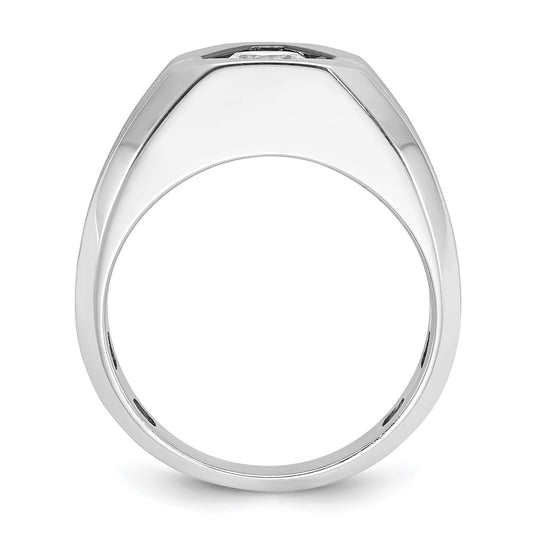 IBGoodman 14k White Gold 1 1/5 carat Lab Grown Diamond VS/SI+ G+ Complete Polished and Satin Men's Ring
