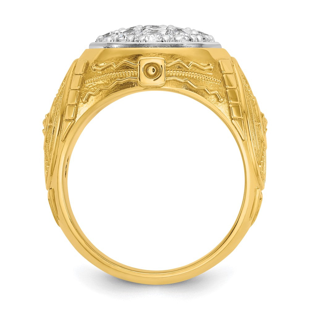 IBGoodman 10k Two-tone Men's Polished and Textured Oval Cluster Ring Mounting