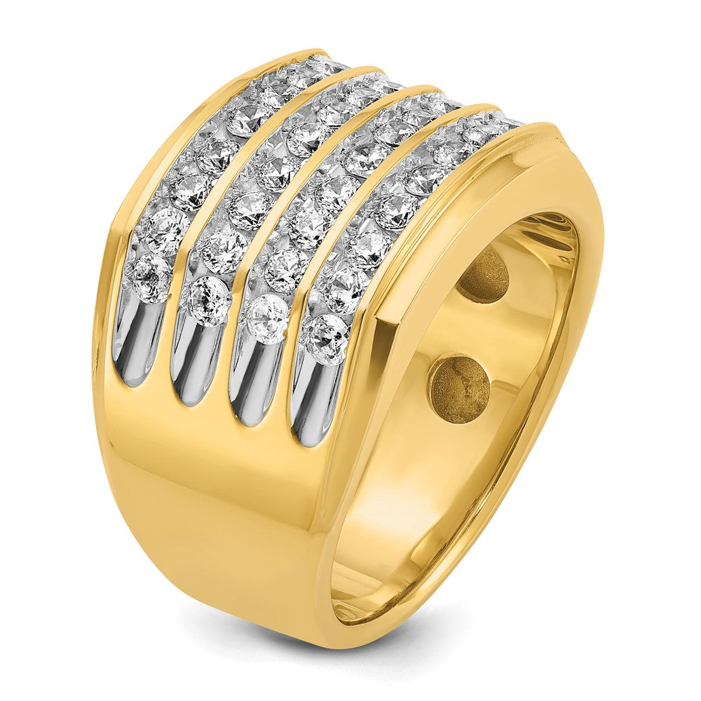 IB Goodman 10k with White Rhodium Mens Polished and Grooved 4-Row 1.5 Carat A Quality Diamond Ring