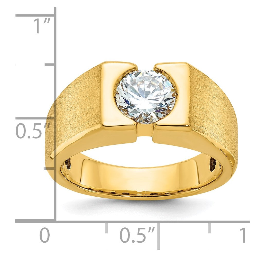 IBGoodman 14k 1 carat Lab Grown Diamond VS/SI+ G+ Complete Polished and Satin Men's Ring