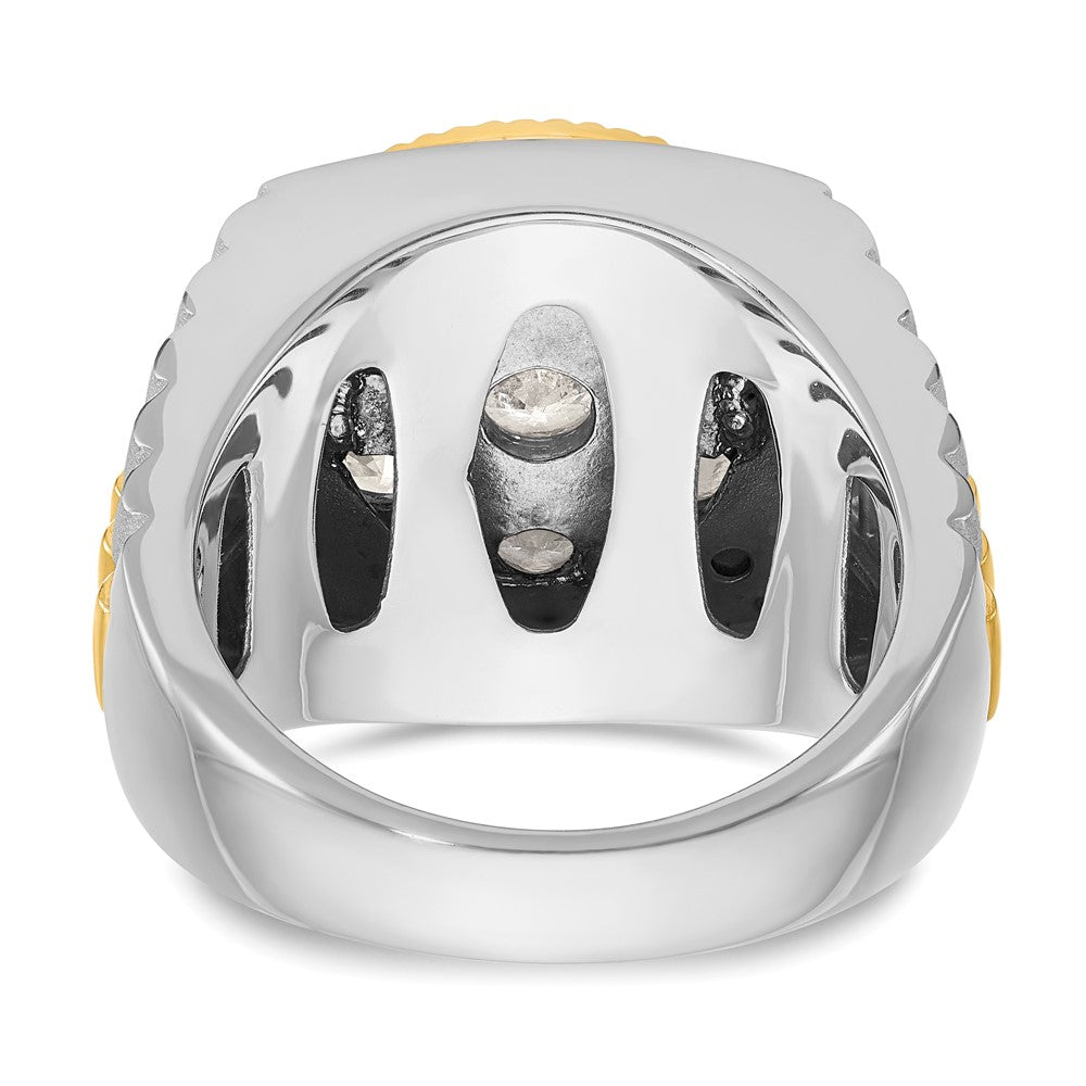 IBGoodman 14k Two-Tone 3 carat Lab Grown Diamond VS/SI+ G+ Complete Ribbed Men's Cluster Ring