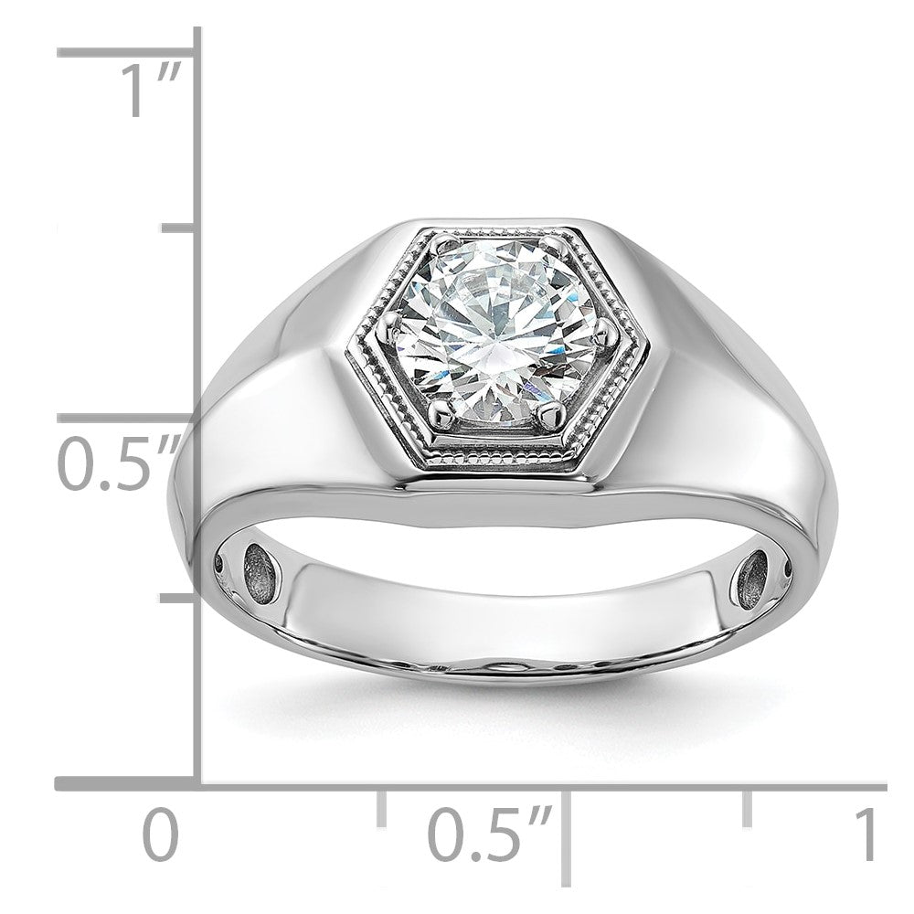 IBGoodman 14k White Gold 1 carat Lab Grown Diamond VS/SI+ G+ Complete Polished and Beaded Men's Ring