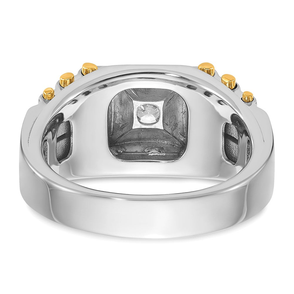 IBGoodman 14k Two-tone 1 carat Lab Grown Diamond VS/SI+ G+ Polished and Brushed Textured Complete Men's Ring