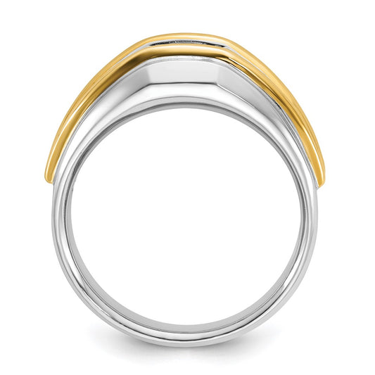 IBGoodman 14k Two-tone 1/2 carat Lab Grown Diamond VS/SI+ G+ Complete Polished Men's Ring