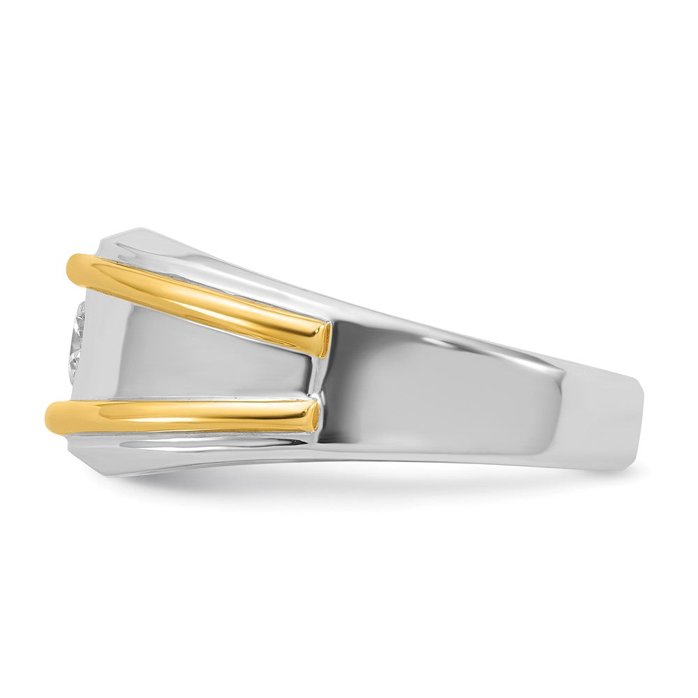 IBGoodman 14k Two-tone 1/2 carat Lab Grown Diamond VS/SI+ G+ Complete Polished Men's Ring