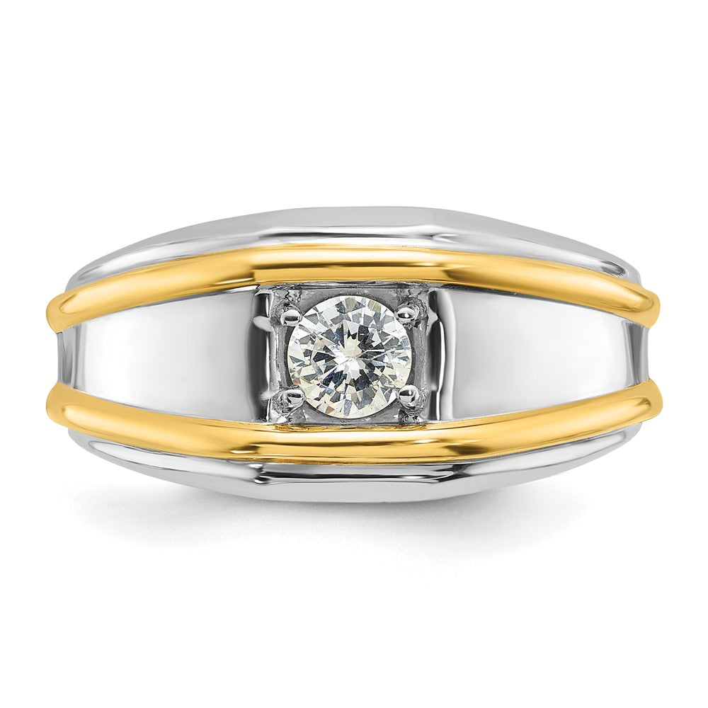 IBGoodman 14k Two-tone 1/2 carat Lab Grown Diamond VS/SI+ G+ Complete Polished Men's Ring