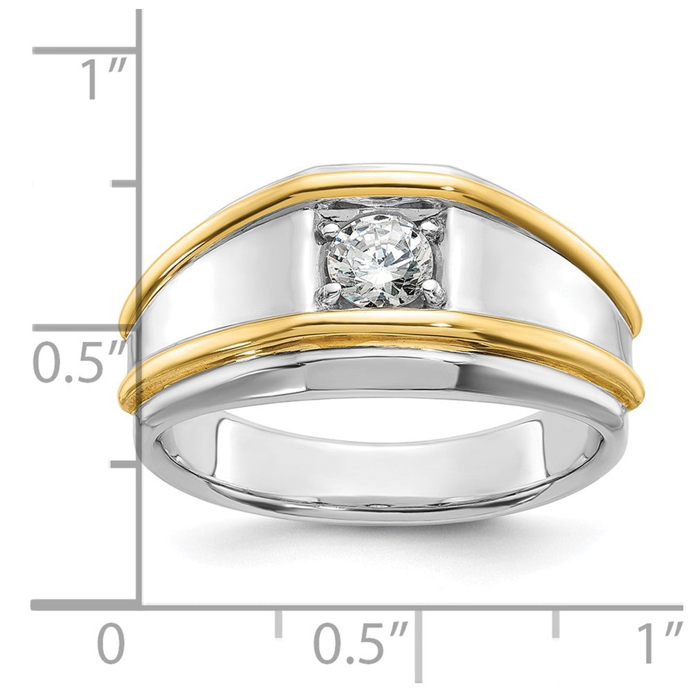 IBGoodman 14k Two-tone 1/2 carat Lab Grown Diamond VS/SI+ G+ Complete Polished Men's Ring