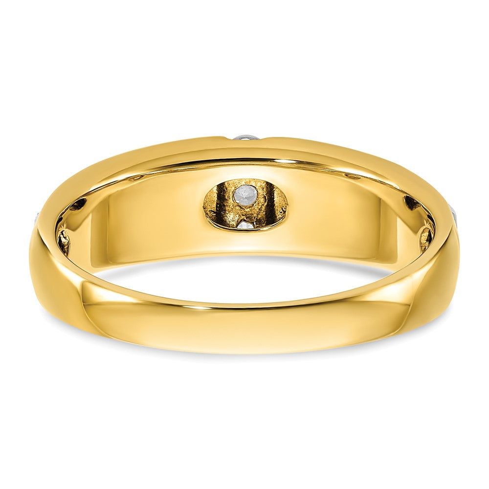IBGoodman 14k Two-tone 1/8 carat Lab Grown Diamond VS/SI+ G+ Complete Polished and Satin Men's Three Stone Ring