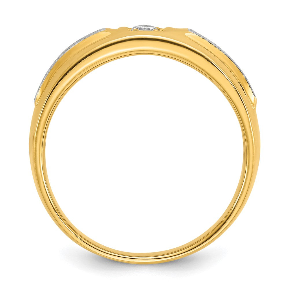 10k Two-tone IBGoodman Men's Polished and Satin Diamond Complete Ring