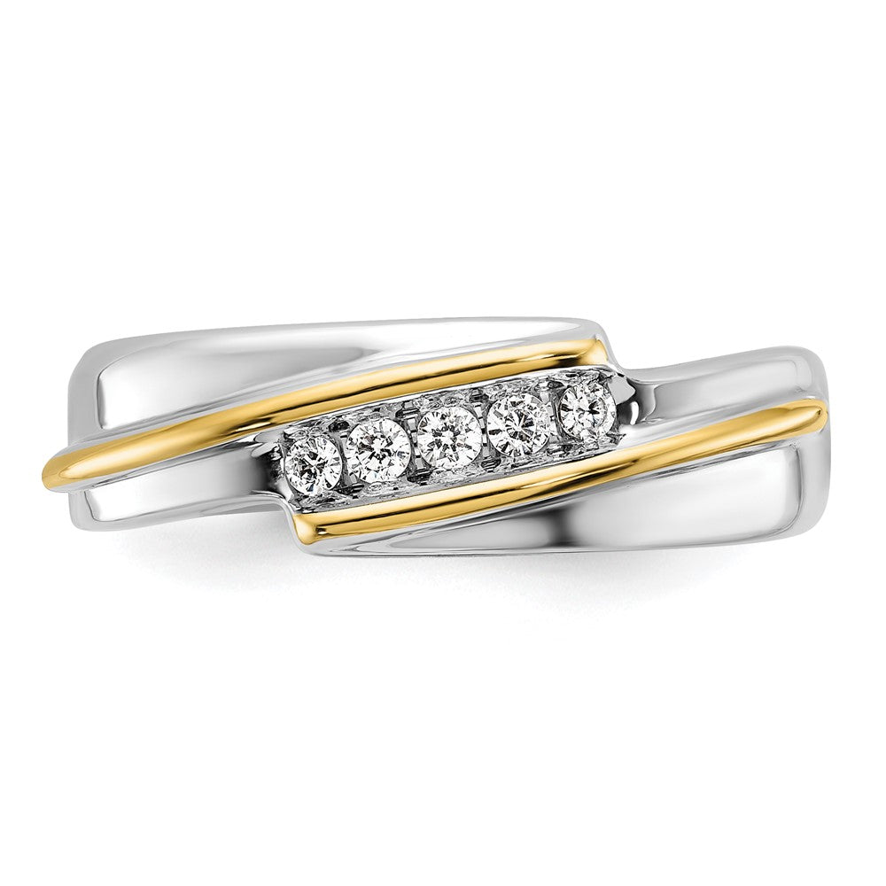 IBGoodman 14k Two-tone 1/6 carat Lab Grown Diamond VS/SI+ G+ Complete Polished Men's Five Stone Ring