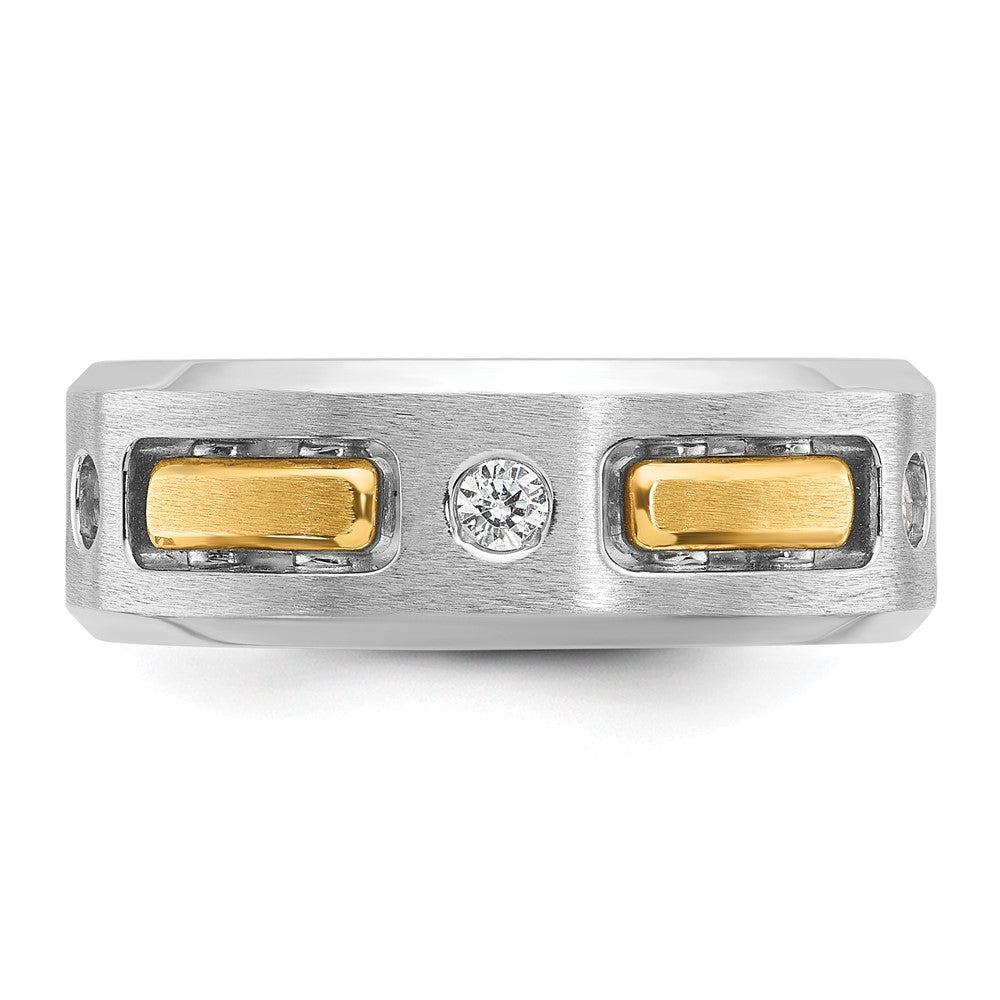 IBGoodman 10k Two-tone Men's Polished Satin and Cut-Out 1/6 Carat A Quality Diamond 3-Stone Ring