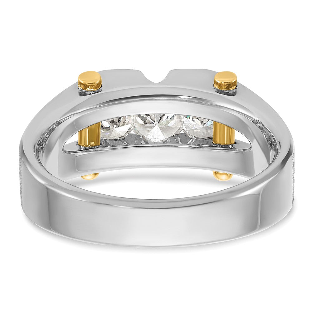 IBGoodman 10k Two-tone Men's Polished Satin and Cut-Out 3-Stone 3/4 Carat A Quality Diamond Ring