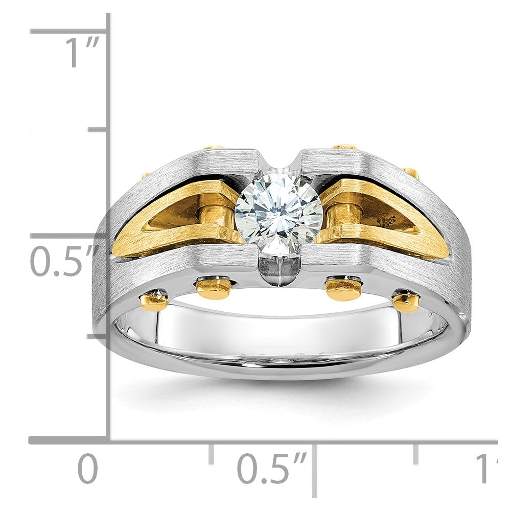 10k Two-tone IBGoodman Men's Polished and Satin Diamond Complete Ring