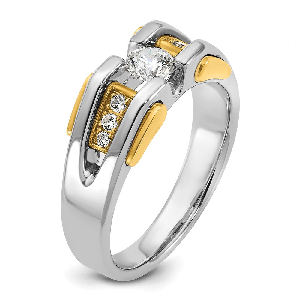 IBGoodman 14k Two-tone 1/2 carat Lab Grown Diamond VS/SI+ G+ Complete Men's Ring