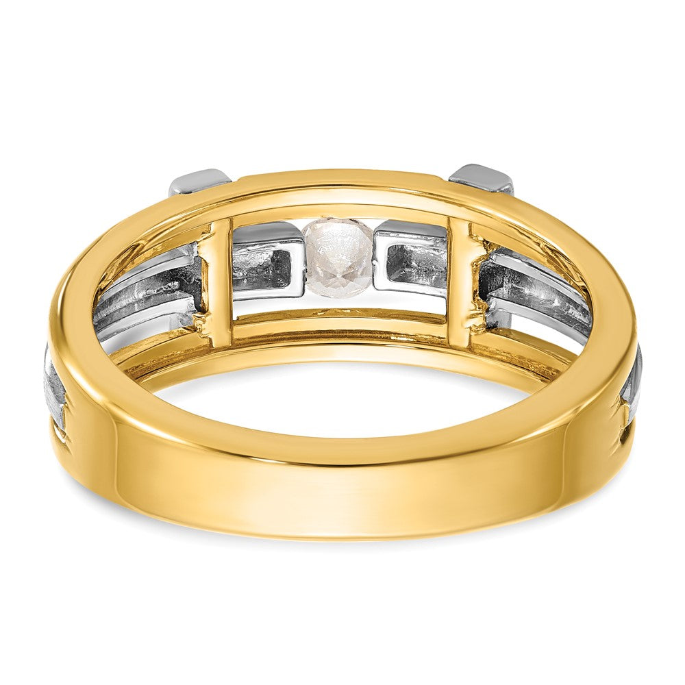 IBGoodman 10k Two-tone Men's Polished Satin and Cut-Out 1/5 Carat A Quality Diamond Cross Ring