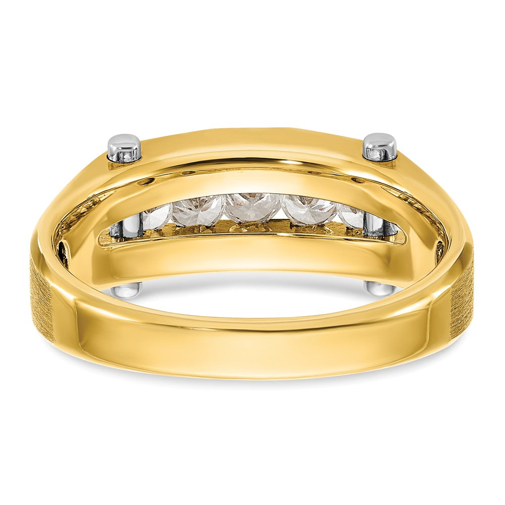 IBGoodman 14k Two-tone 1/2 carat Lab Grown Diamond VS/SI+ G+ Five Stone Complete Polished and Satin Men's Ring