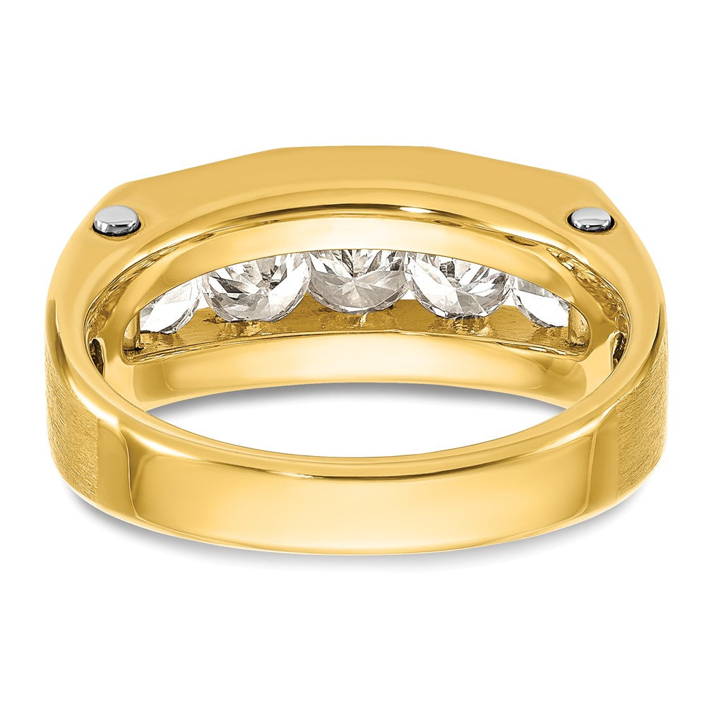 IBGoodman 14k Two-tone 1 1/2 carat Lab Grown Diamond VS/SI+ G+ Five Stone Polished and Satin Men's Ring