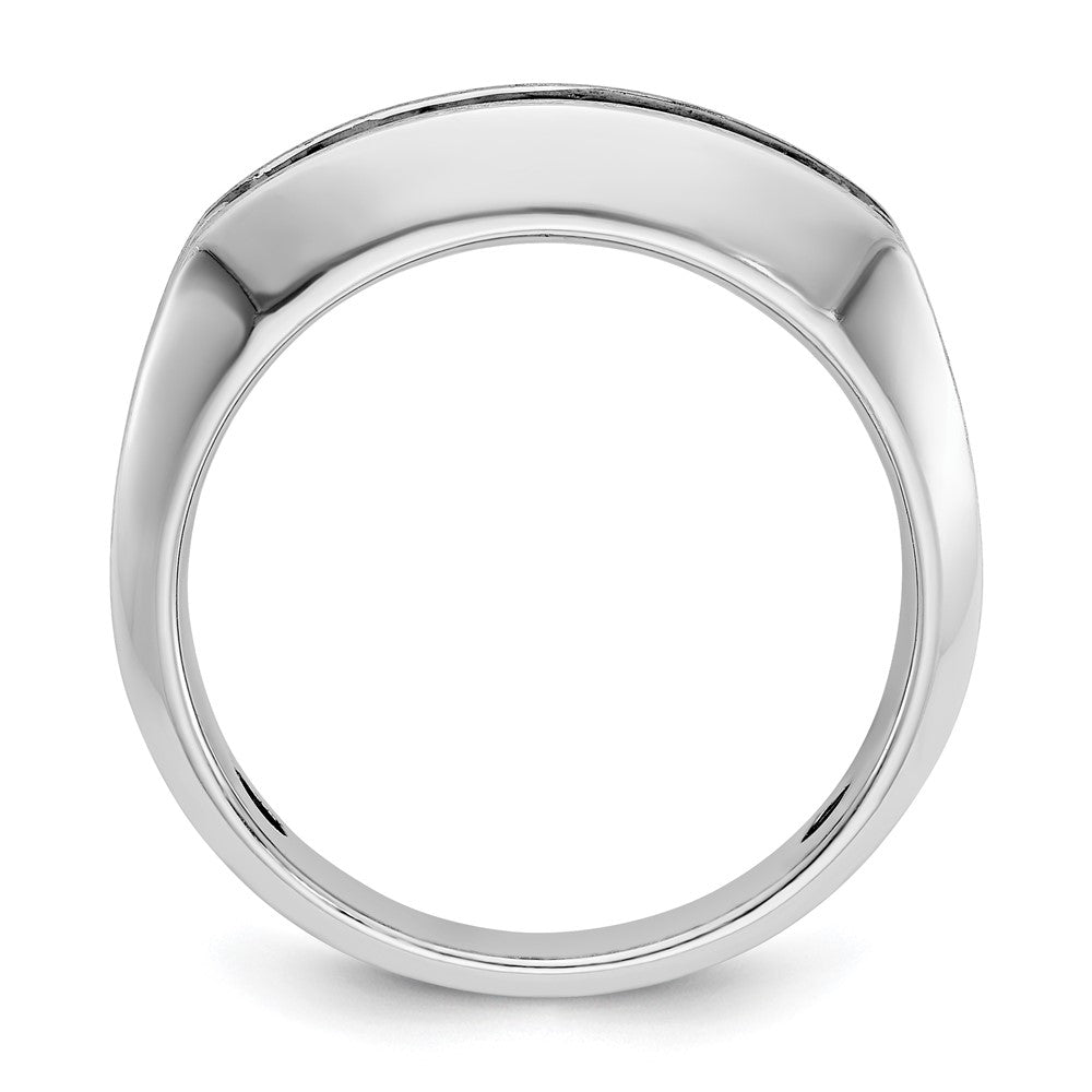 IBGoodman 10k White Gold Men's Polished Satin and Grooved Ring Mounting