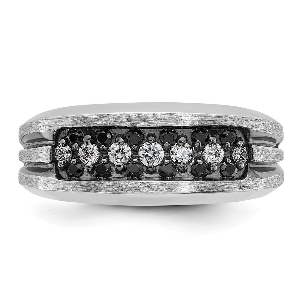 IBGoodman 10k White Gold Men's Polished Satin and Grooved Ring Mounting