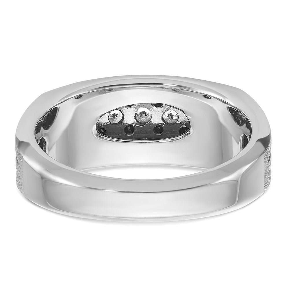 IBGoodman 10k White Gold Men's Polished Satin and Grooved Ring Mounting