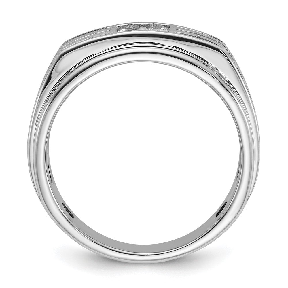 IBGoodman 14k White Gold with Black Rhodium 1/3 carat Lab Grown Diamond VS/SI+ G+ Complete Polished and Grooved Men's Ring