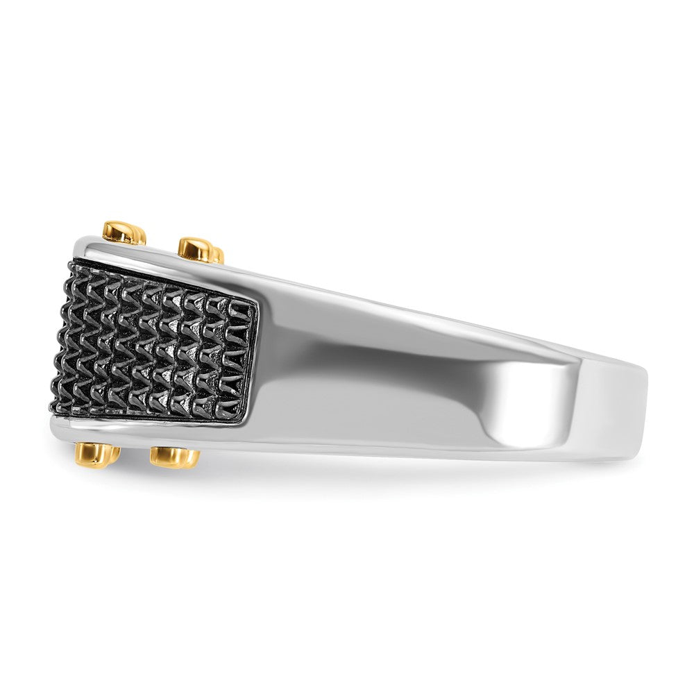 IBGoodman 14k Two-tone with Black Rhodium 1/4 carat Lab Grown Diamond VS/SI+ G+ Complete Polished and Textured Men's Ring