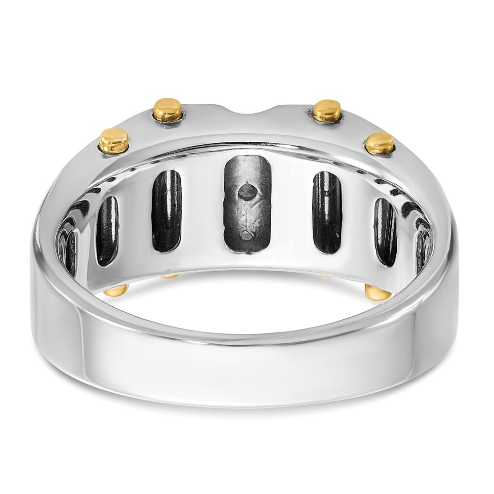 IBGoodman 14k Two-tone with Black Rhodium 1/4 carat Lab Grown Diamond VS/SI+ G+ Complete Polished and Textured Men's Ring