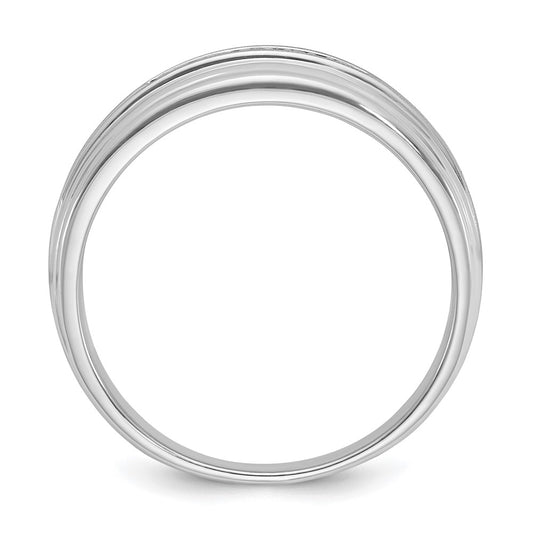 IB Goodman 10k White Gold Mens Polished Satin and Grooved Holds 5-1.3mm Stones Ring Mounting