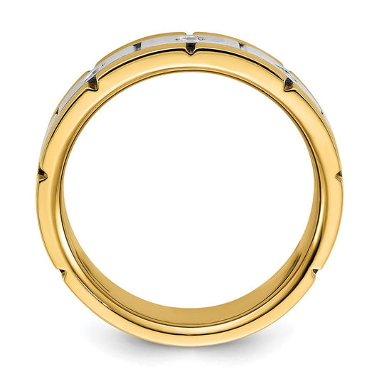 IBGoodman 14k Two-tone Three Stone Prong Set Men's Ring Mounting