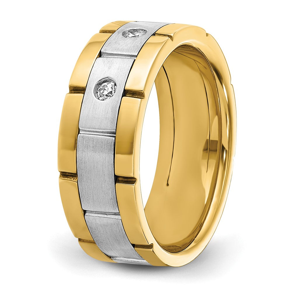 IBGoodman 14k Two-tone 1/6 carat Lab Grown Diamond VS/SI+ G+ Three Stone Complete Men's Ring