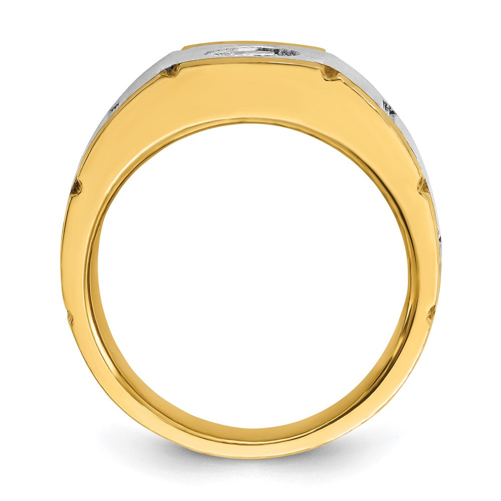 IBGoodman 10k Two-tone Men's Polished Satin and Grooved 1/2 Carat A Quality Diamond Ring