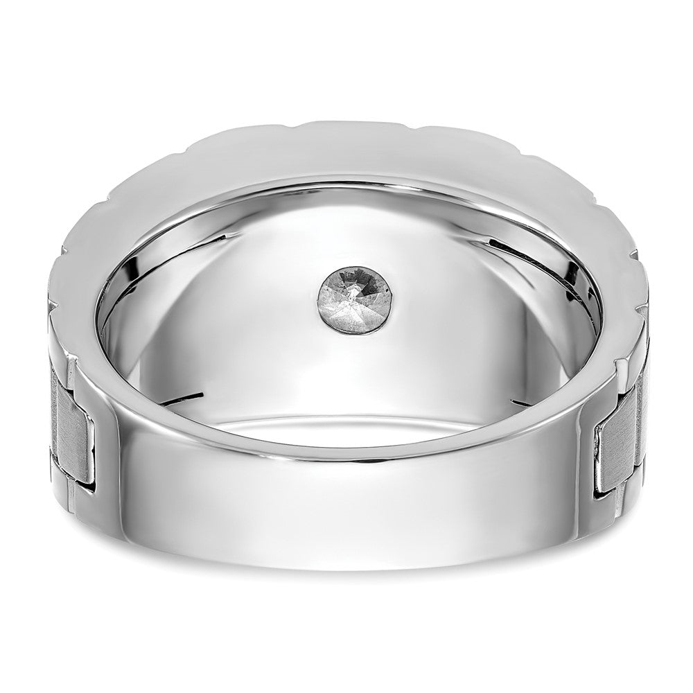True Origin IBGoodman 14k White Gold 1 carat Lab Grown Diamond VS/SI+ G+ Complete Polished and Satin Men's Ring