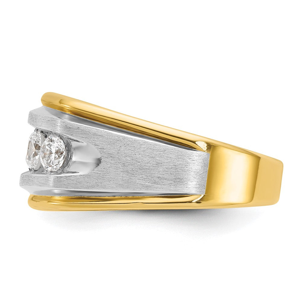 IBGoodman 10k Two-tone Men's Polished Satin and Grooved 5-Stone 1 Carat A Quality Diamond Ring