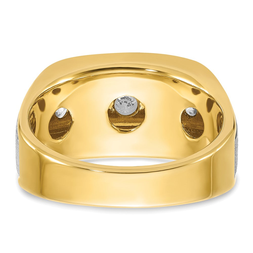 IBGoodman 10k Two-tone Men's Polished Satin and Grooved 5-Stone 1 Carat A Quality Diamond Ring