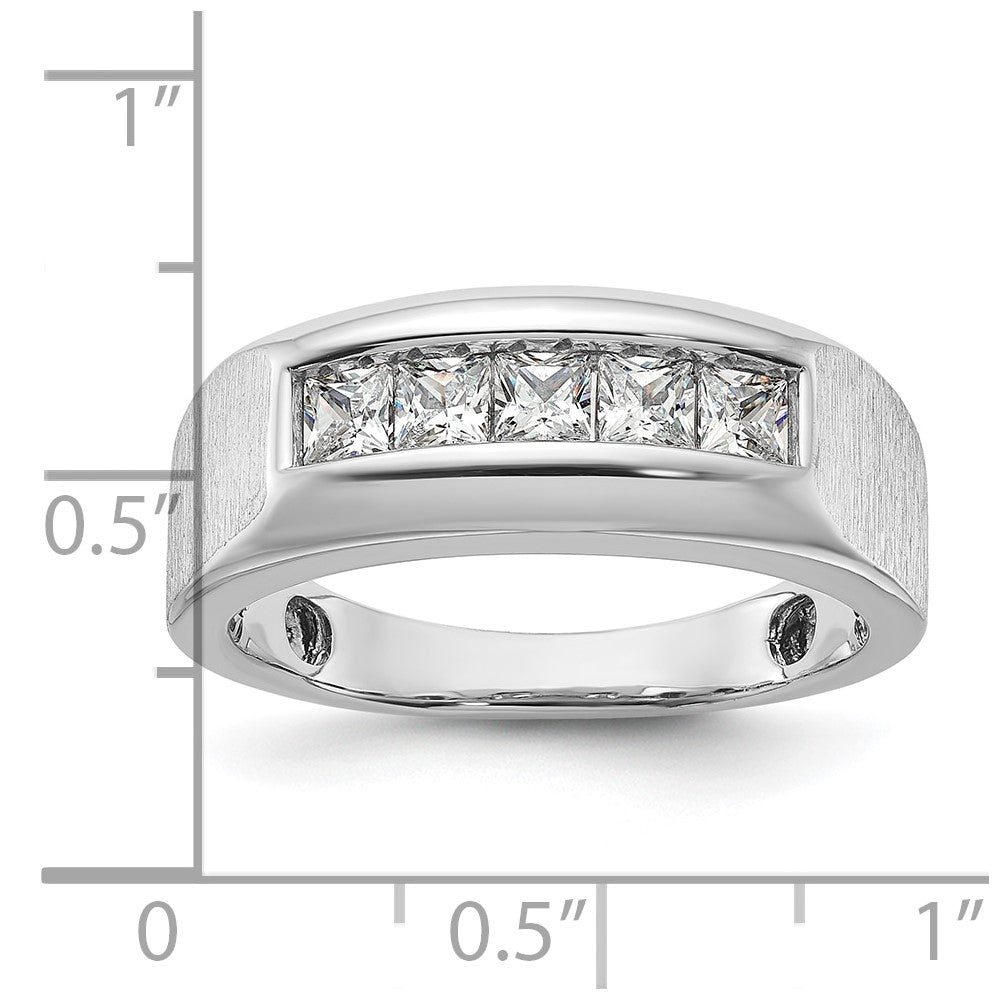 IBGoodman 14k White Gold 1 carat Lab Grown Diamond VS/SI+ G+ Five Stone Complete Polished and Satin Men's Ring