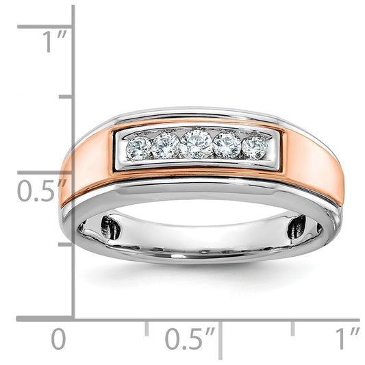 IBGoodman 10k White and Rose Gold Men's Polished 5-Stone 1/4 Carat A Quality Diamond Ring