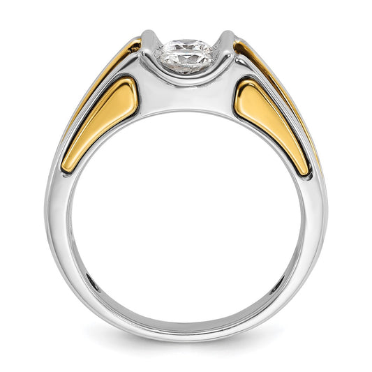 IBGoodman 14k Two-Tone 3/4 carat Lab Grown Diamond VS/SI+ G+ Complete Men's Ring