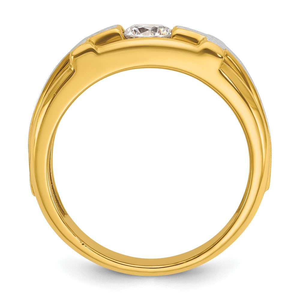 IBGoodman 10k Two-tone Men's Polished Satin and Cut-Out 1/2 Carat A Quality Diamond Cross Ring