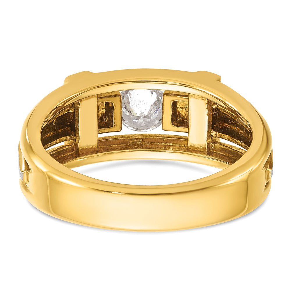IBGoodman 10k Two-tone Men's Polished Satin and Cut-Out 1/2 Carat A Quality Diamond Cross Ring
